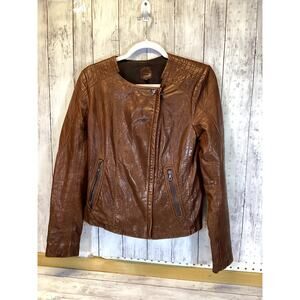 Gap Edition Cognac Brown Faux Leather Moto Jacket - Women’s Small